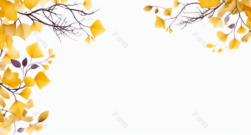 花朝节水彩横幅展板银杏叶,插画/手绘图,插画/手绘图库,插画/手绘图下载,插画/手绘